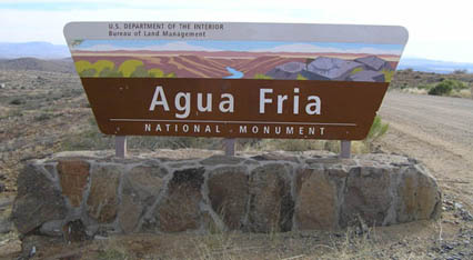 Sign at entrance to Agua Fria National Monument