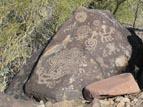 Possible petroglyph of a person riding a horse